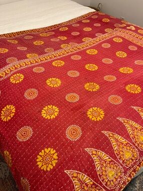 KANTHA QUILT HANDCRAFTED LIGHTWEIGHT REVERSIBLE BLANKET THROW BEDDING FROM INDIA